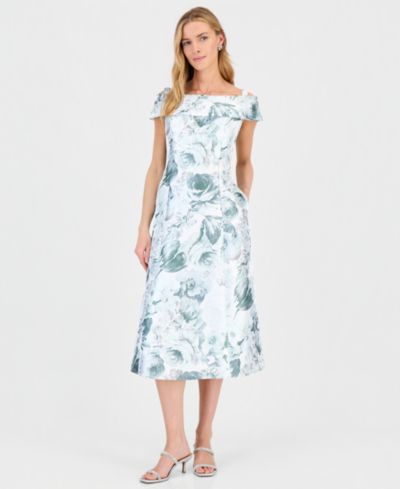 Connected Women's Printed Off-Shoulder Midi Dress