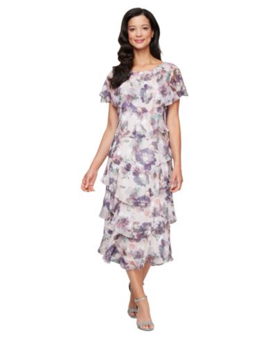 Платье миди SL Fashions Women's Capelet-Sleeve