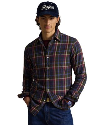 Polo Ralph Lauren мужская рубашка из мягкой фланели в клетку с длинным рукавом