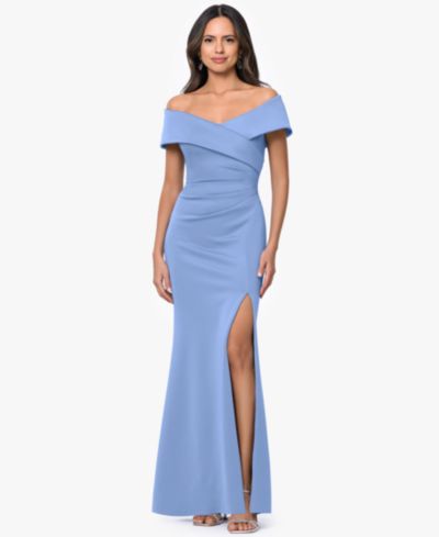 Женское вечернее платье XSCAPE Off-The-Shoulder Side-Slit