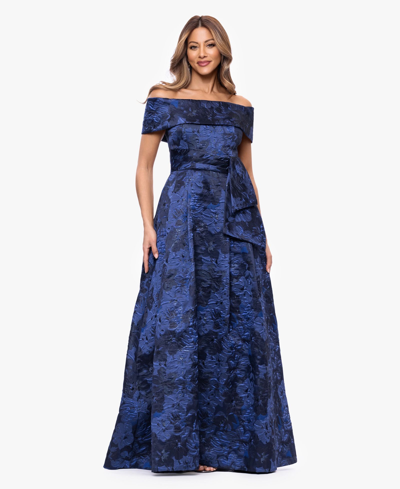 XSCAPE Women's Brocade Off-The-Shoulder Ball Gown