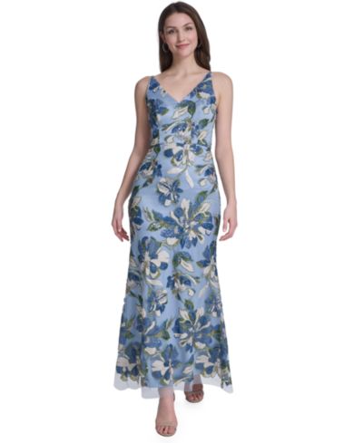 Женское вечернее платье Eliza J V-Neck Floral Sequin Gown