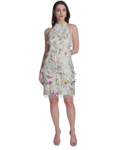 Женское платье Eliza J Sleeveless Mock Neck Floral Embroidered