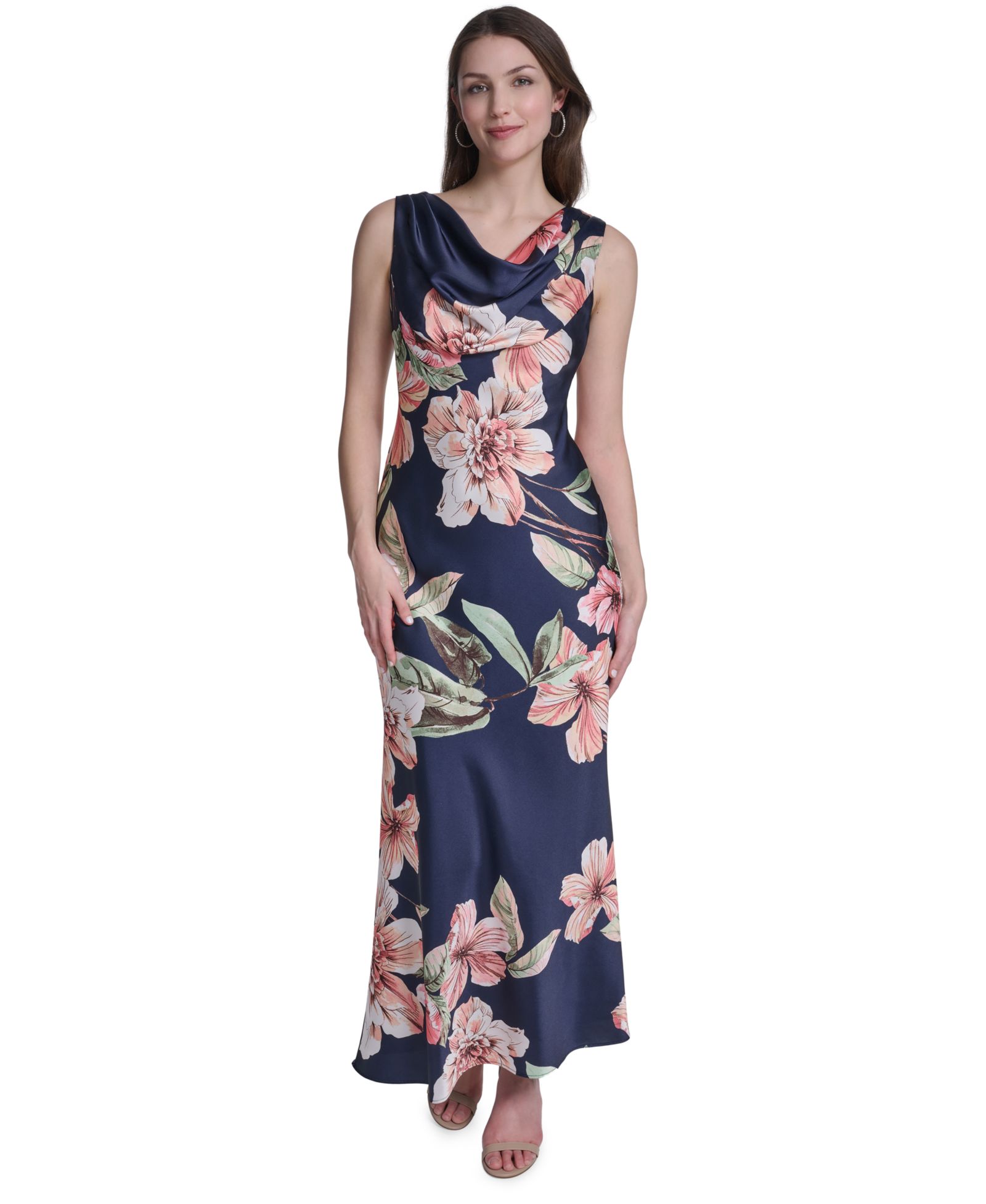 Женское вечернее платье Eliza J Sleeveless Drape Neck Printed Gown