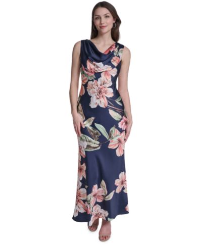 Eliza J Women's Sleeveless Drape Neck Printed Gown