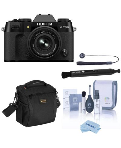 Зеркальный фотоаппарат Fujifilm X-T50 с объективом XC 15-45mm f/3.5-5.6 OIS PZ и универсальной крышкой для объектива