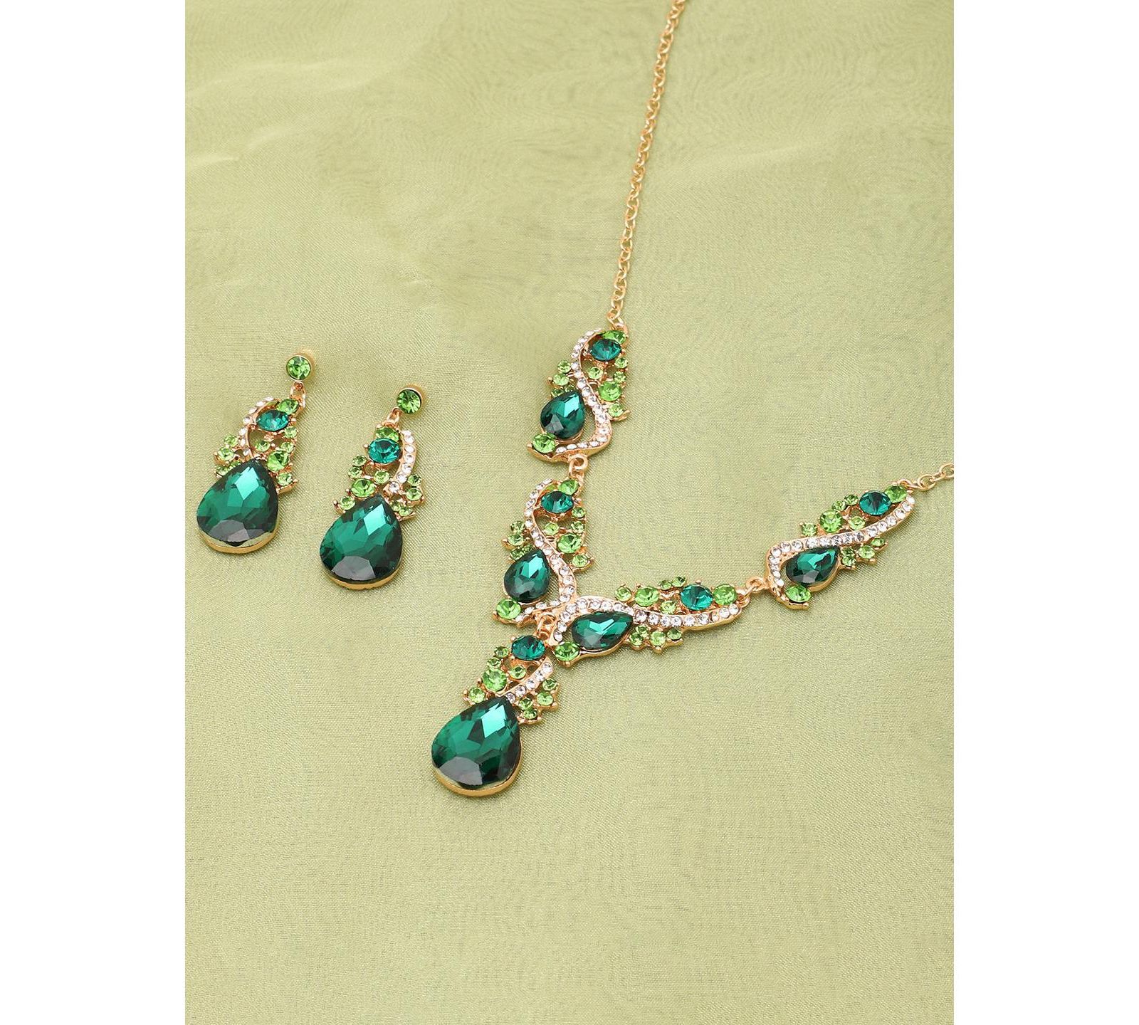 SOHI GREEN STONES JEWELLERY SET