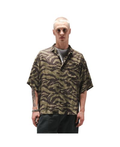 Alpha Industries Мужская рубашка в стиле camp с камуфляжем