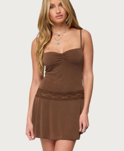 Edikted Women's Zurie Lacey Drop Waist Mini Dress