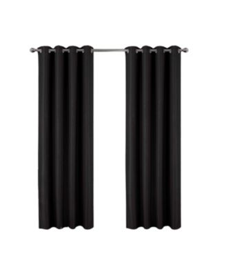 Olivia Gray 100% Polyester 250 GSM Basket Weave Ian Luxury Jacquard Blackout Grommet Curtain Panel Black