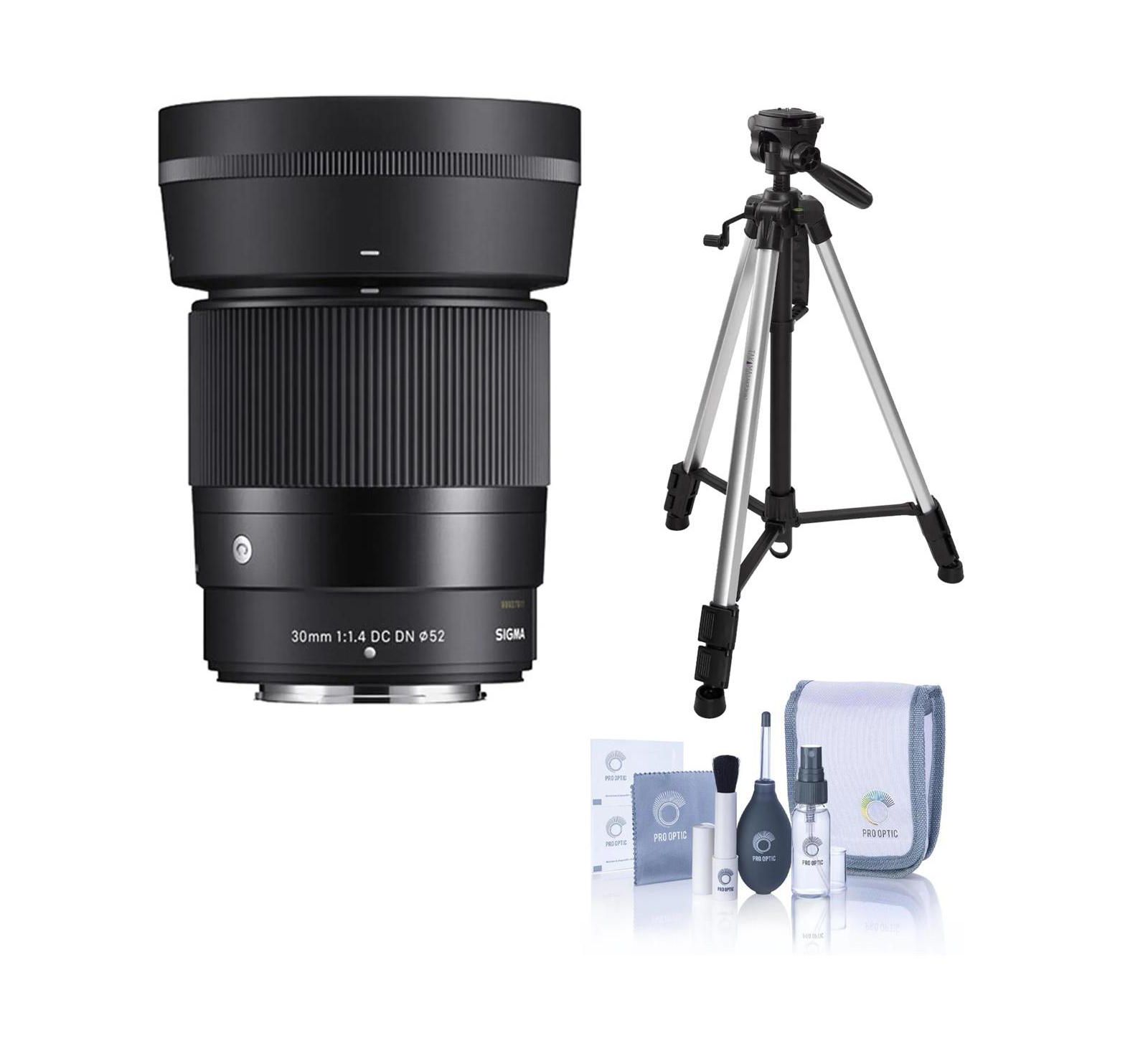 Объектив Sigma 30mm f/1.4 DC DN Contemporary для Nikon Z, комплект с алюминиевым штативом и набором для чистки
