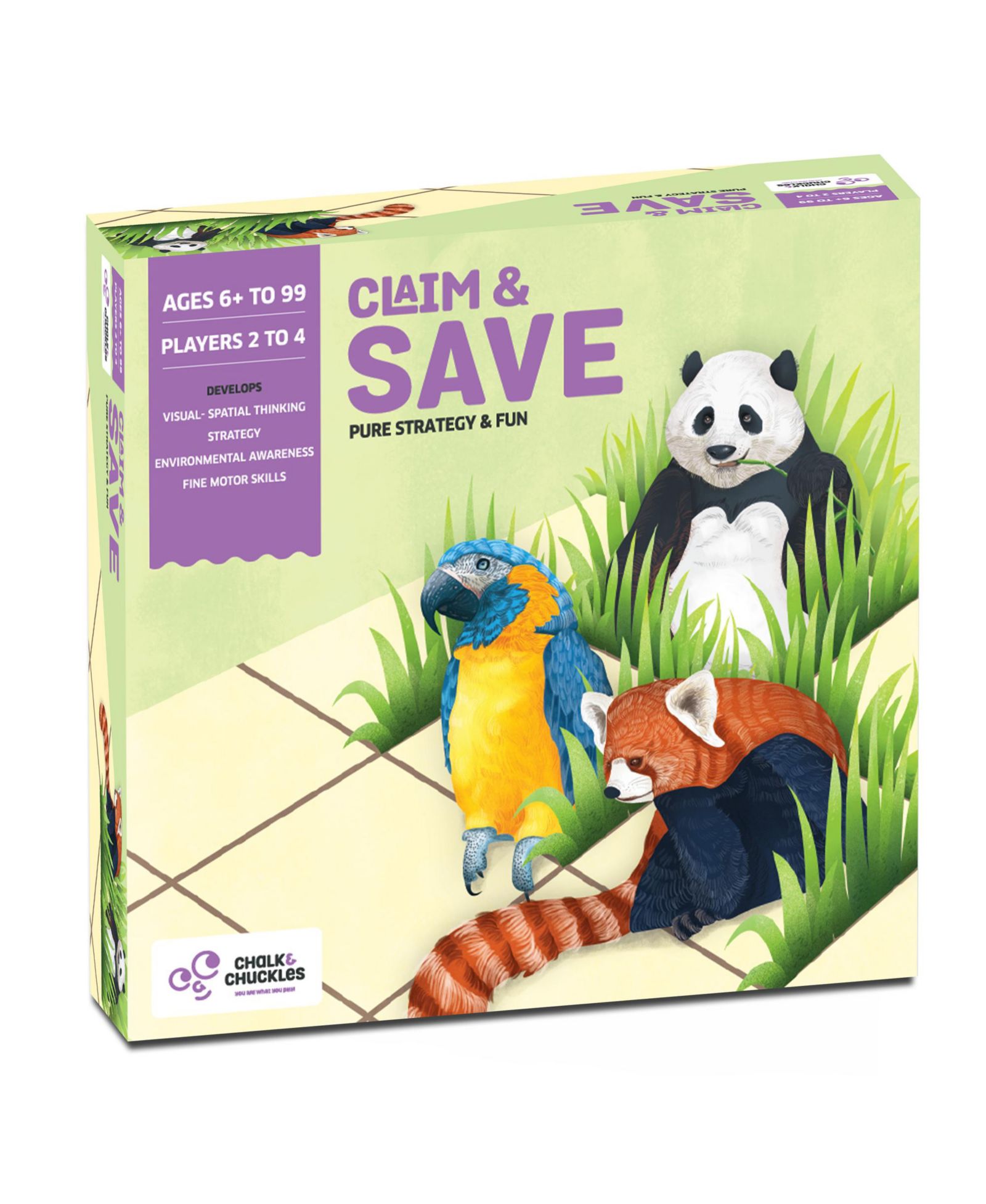 Стратегическая игра Chalk & Chuckles, изучение дикой природы и исчезающих видов - Claim and Save