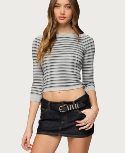 Edikted Women's Imelde Striped Boat Neck Top