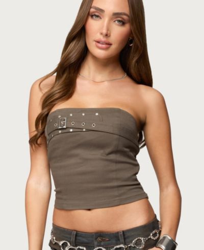 Edikted Женский Nadiya Twill Belted Strapless Top