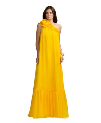 Женское шифоновое вечернее платье Mac Duggal с открытым плечом и 3D розеточками