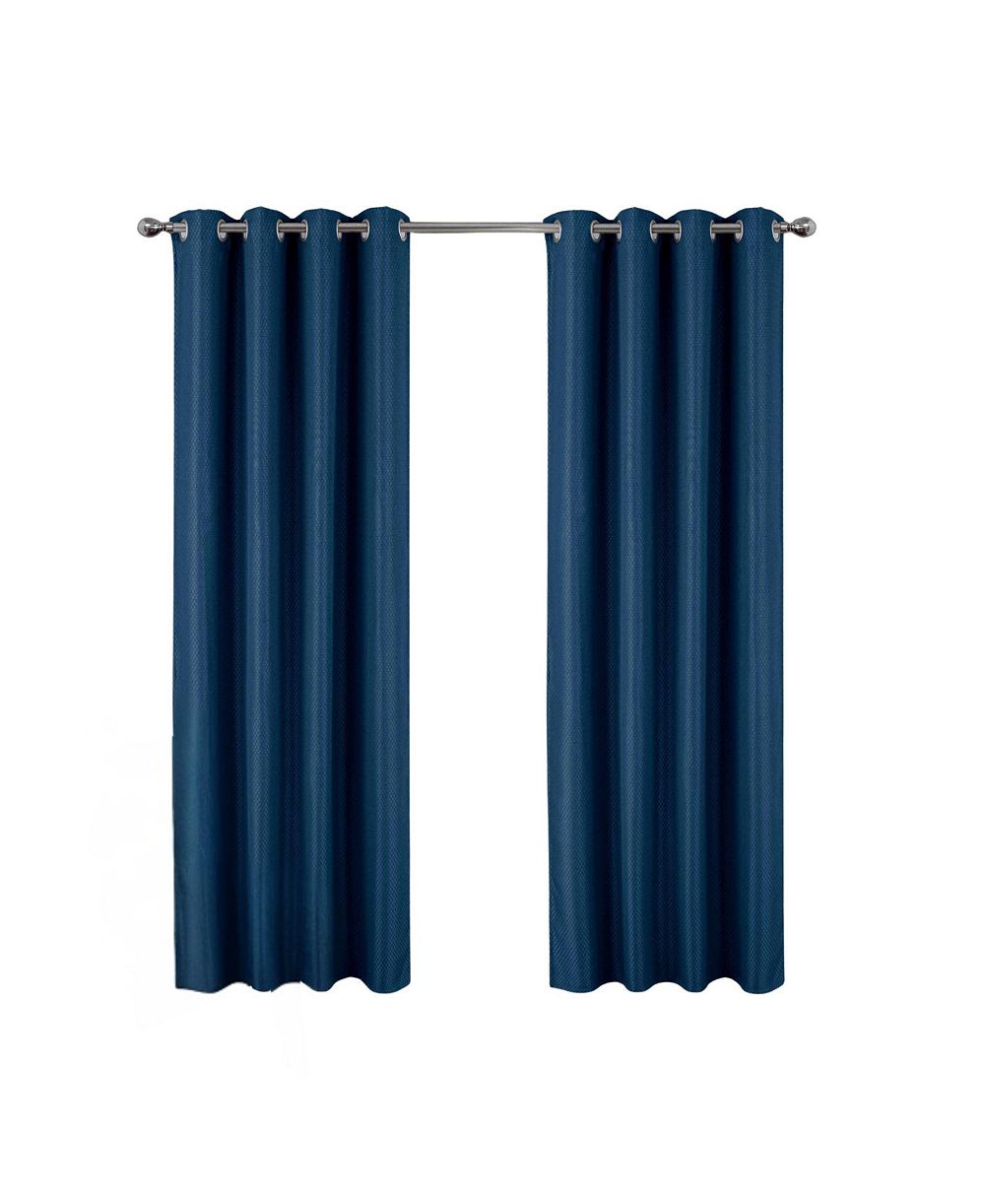 Olivia Gray 100% Polyester 250 GSM Basket Weave Ian Luxury Jacquard Blackout Grommet Curtain Panel.