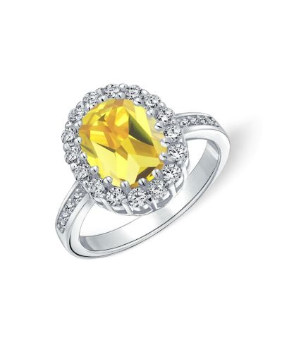 Bling Jewelry  4CTW Cubic Zirconia CZ Oval Halo Cocktail Statement Ring Sterling Silver