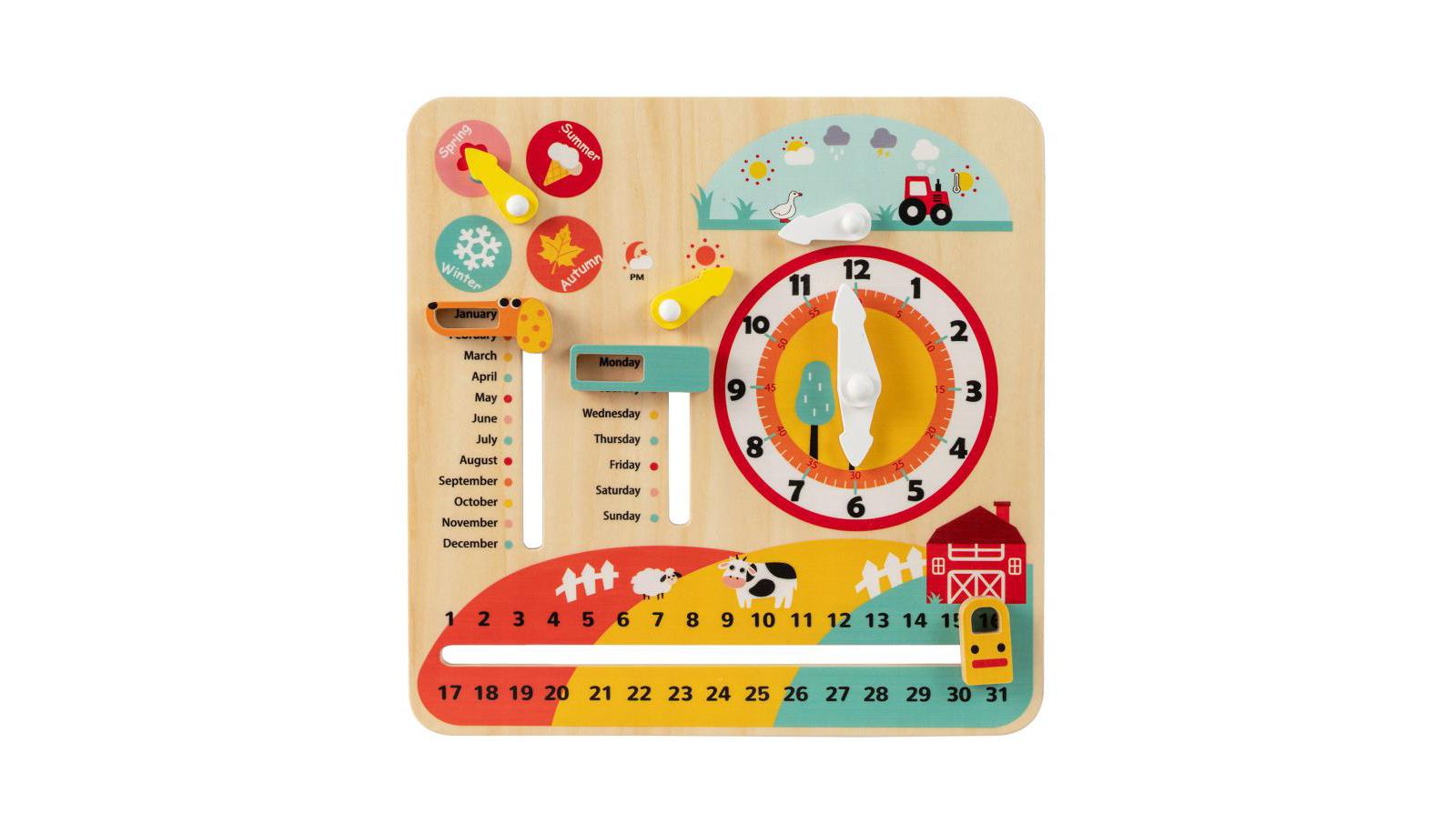 Деревянная обучающая игрушка-часы Slickblue Montessori для малышей и времен года