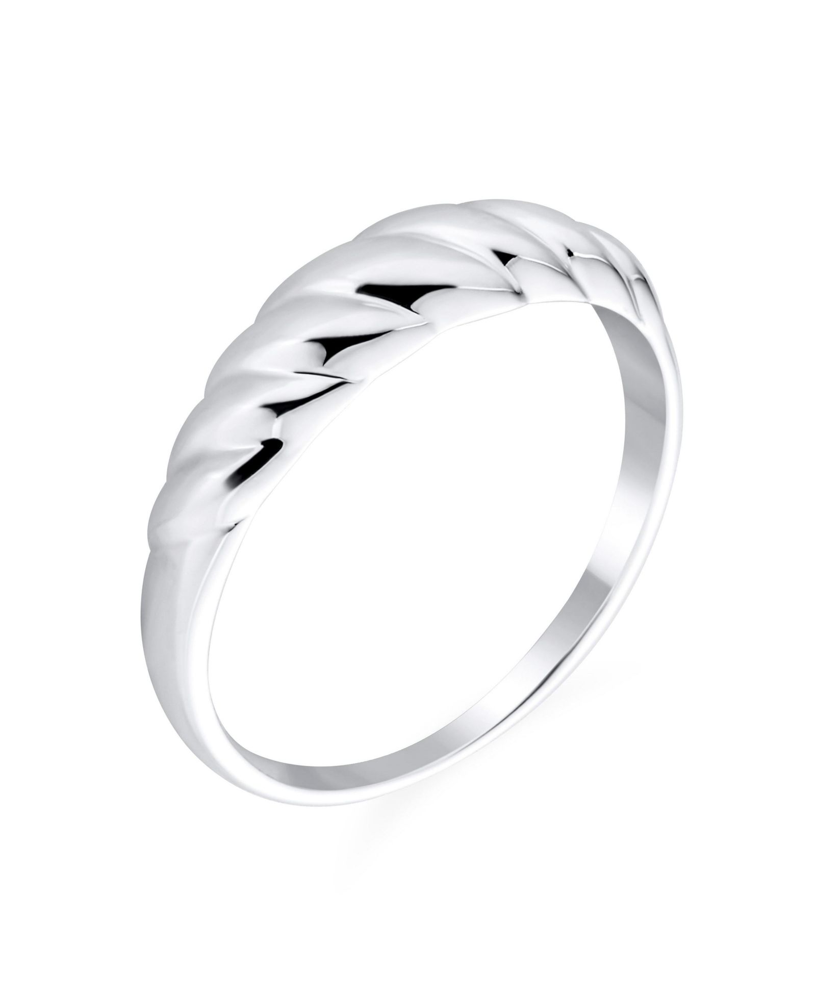 Тонкое кольцо Bling Jewelry Twisted Rope Dome Croissant из стерлингового серебра .925 с плетеным канатом