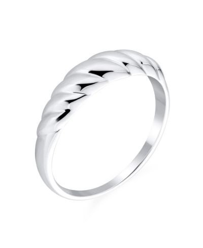 Тонкое кольцо Bling Jewelry Twisted Rope Dome Croissant из стерлингового серебра .925 с плетеным канатом