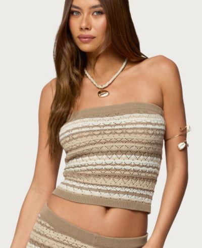 Женский трикотажный топ Edikted Women's Daphnie Striped Pointelle Knit Tube Top