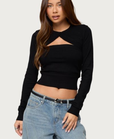 Edikted Women's Knit Two Piece Shrug and Tube Top