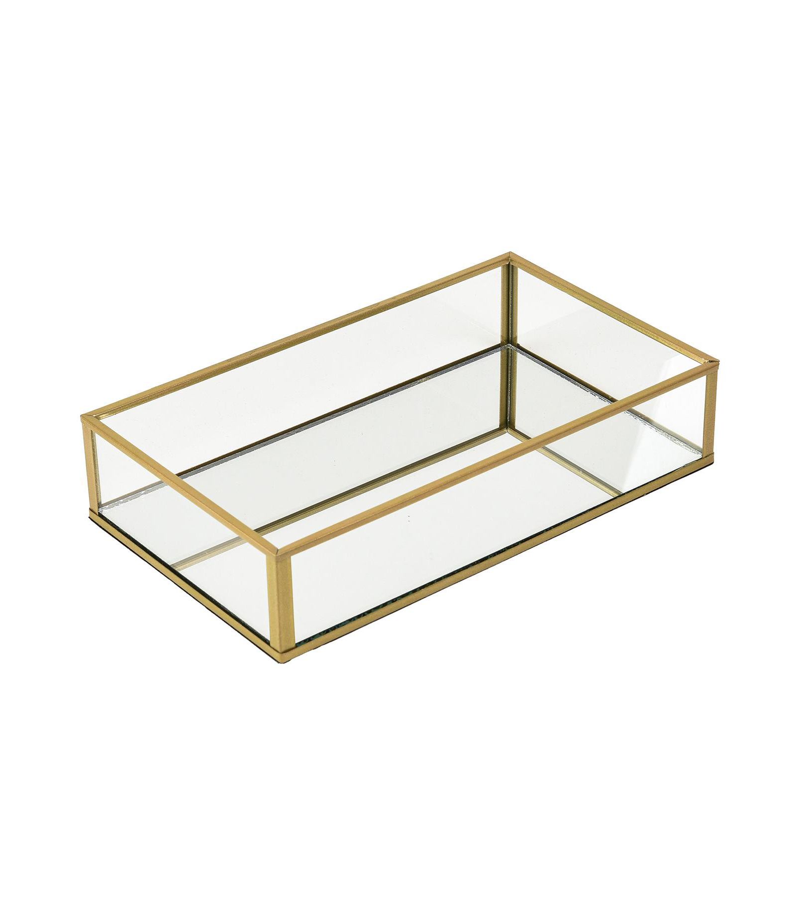 LAURAELLA Handcrafted Glass Tray, Decorative Storage Tray for Makeup, Jewelry, Desk, or Bathroom