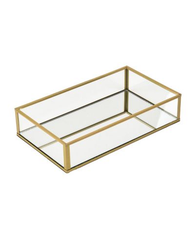 LAURAELLA Handcrafted Glass Tray, Decorative Storage Tray for Makeup, Jewelry, Desk, or Bathroom