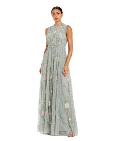 Платье вечернее Mac Duggal Petite Floral вышитое сетчатое А-силуэта с микро-оборками