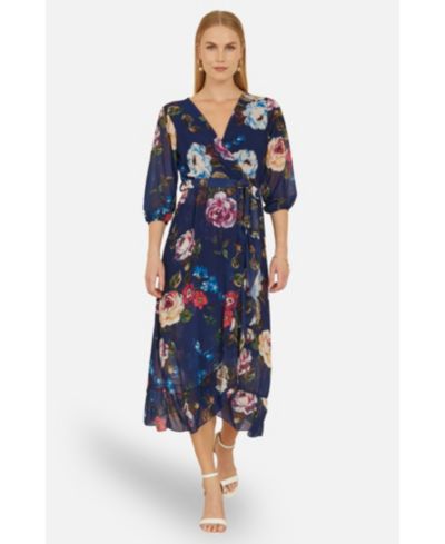 Женское платье миди Yumi Watercolour Dip Hem Wrap Dress