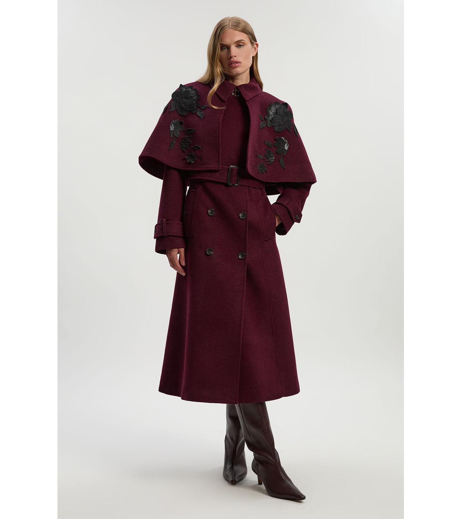 Женское миди пальто Karen Millen Tailored Funnel-Neck Cape