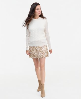 Длинный свитер Charter Club Petite Cashmere Cable-Knit Crewneck