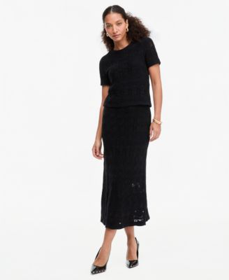 I.N.C. International Concepts Women's Metallic Crochet Stripe Sweater Skirt, Macy's Exclusive