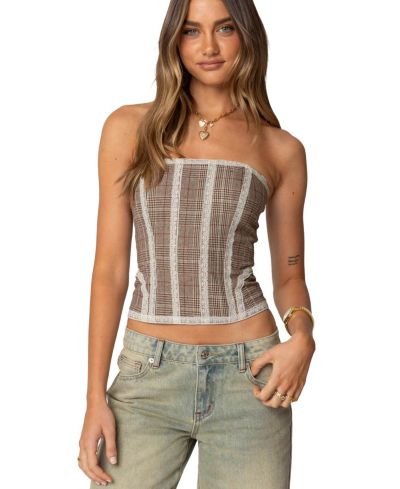 Edikted Женский Jaiden Houndstooth Plaid Corset