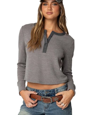 Edikted Women's Ruth Henley Waffle Top