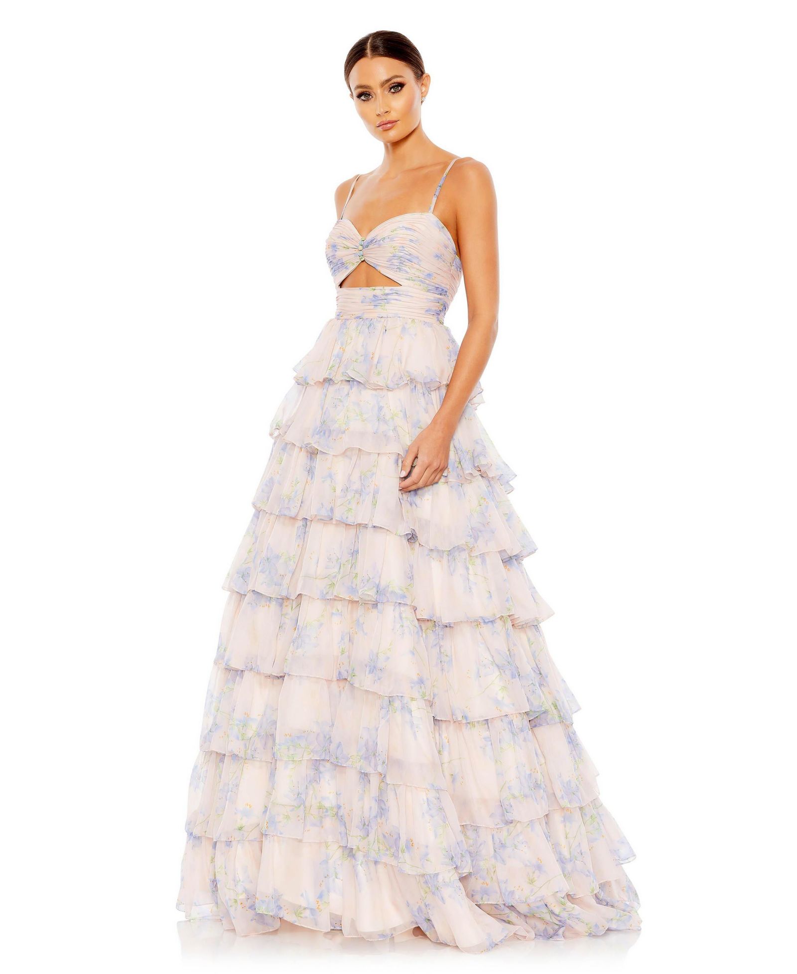 Женское вечернее платье Mac Duggal Floral Cut Out Ruffle Tiered