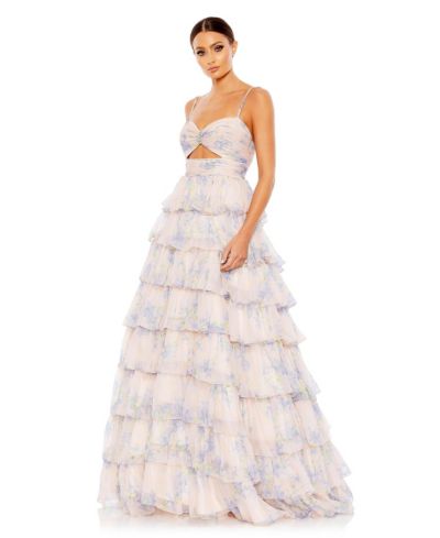 Женское вечернее платье Mac Duggal Floral Cut Out Ruffle Tiered