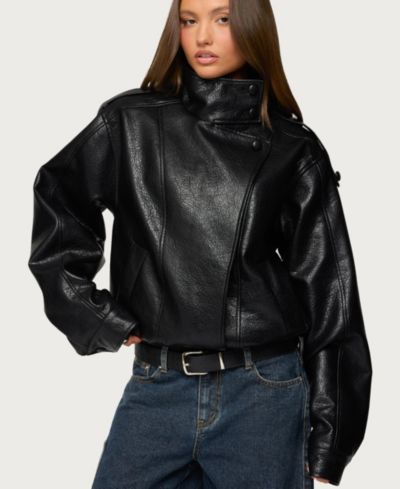 Женская кожаная куртка Edikted Jaicee High Neck Oversized Faux Leather