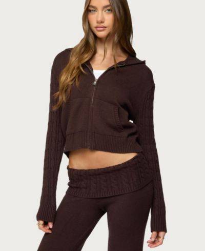 Худи Edikted Women's Lula Cable Knit Zip Up