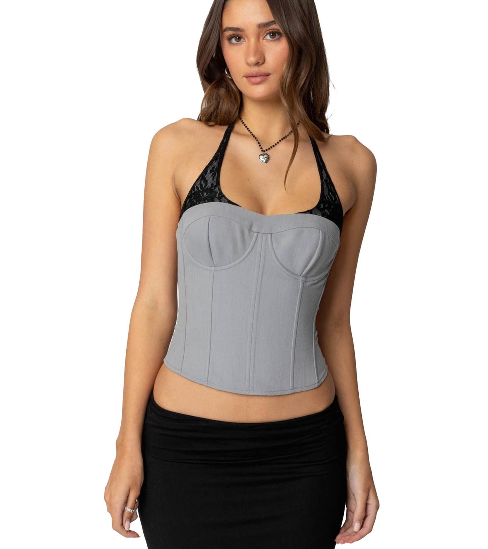 Edikted Women's Jara Layered Lace Halter Corset