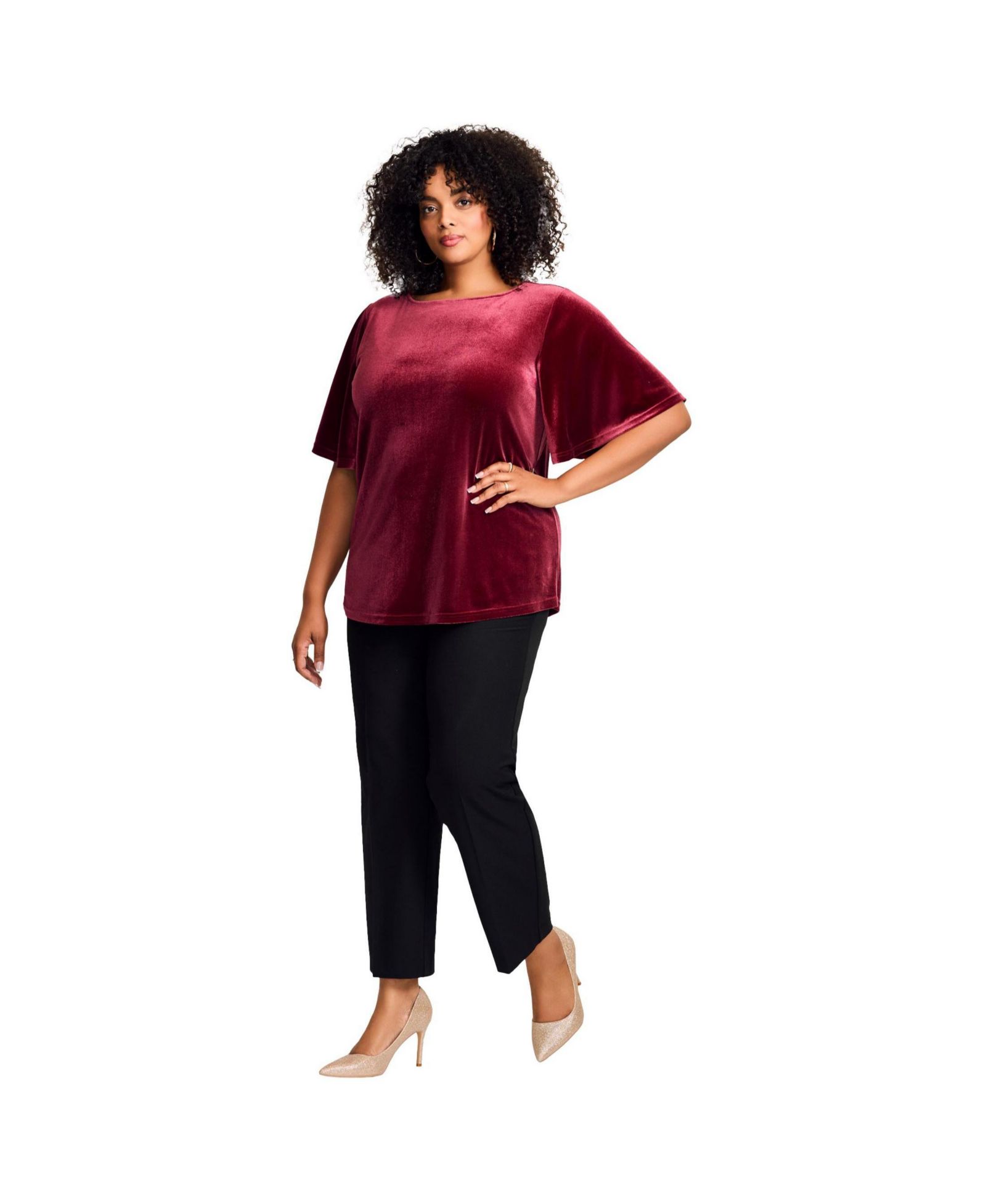 Футболка AVENUE Plus Size Kimono Velour Sleeve Tee