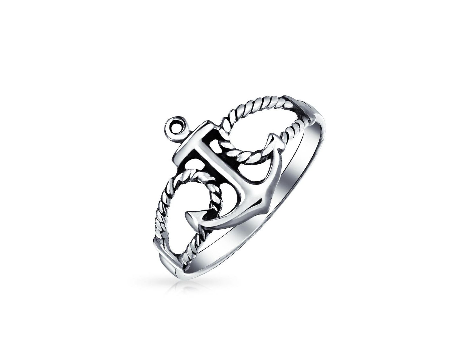 Кольцо Bling Jewelry Nautical Sailor Boat Rope Anchor Band Oxidized 925 Sterling Silver