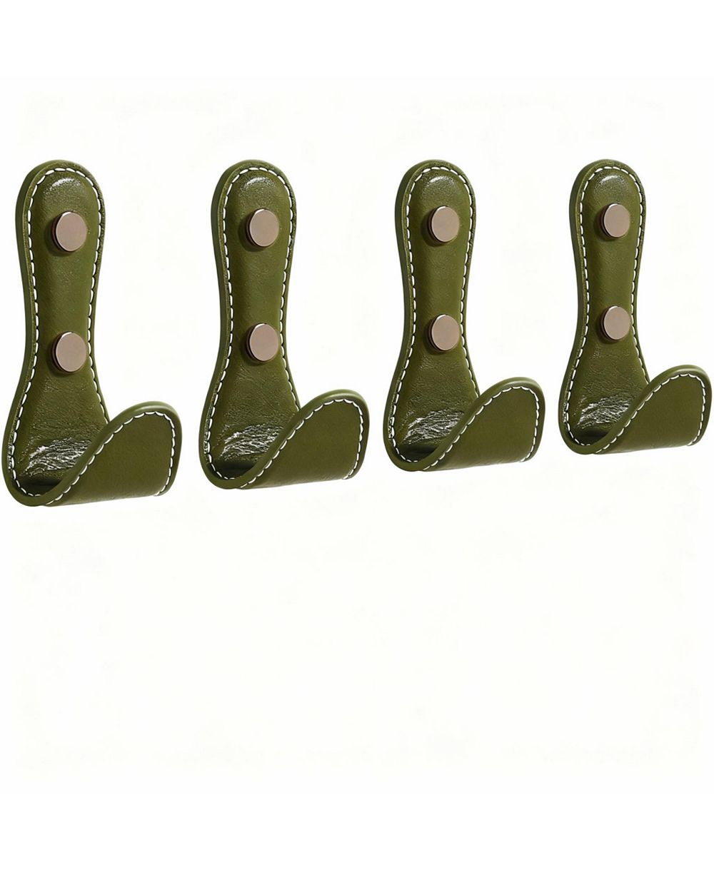 YIGII 4Pc Leather-Wrapped Zinc Alloy Wall Hooks for Home