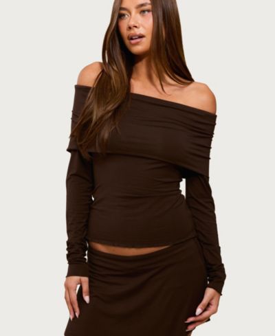 Edikted Women's Habiba Foldover Off Shoulder Top