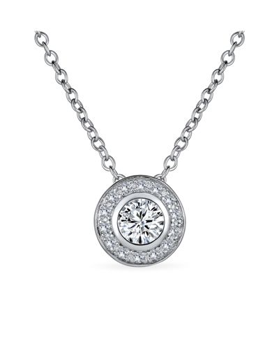 Подвеска Bling Jewelry Classic Art Deco Style CZ Halo Circle Rosette Solitaire Cubic Zirconia.925 Sterling Silver