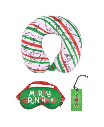 The Grinch набор: подушка для шеи из пены с эффектом памяти, маска для сна и бирка для багажа, 3 предмета