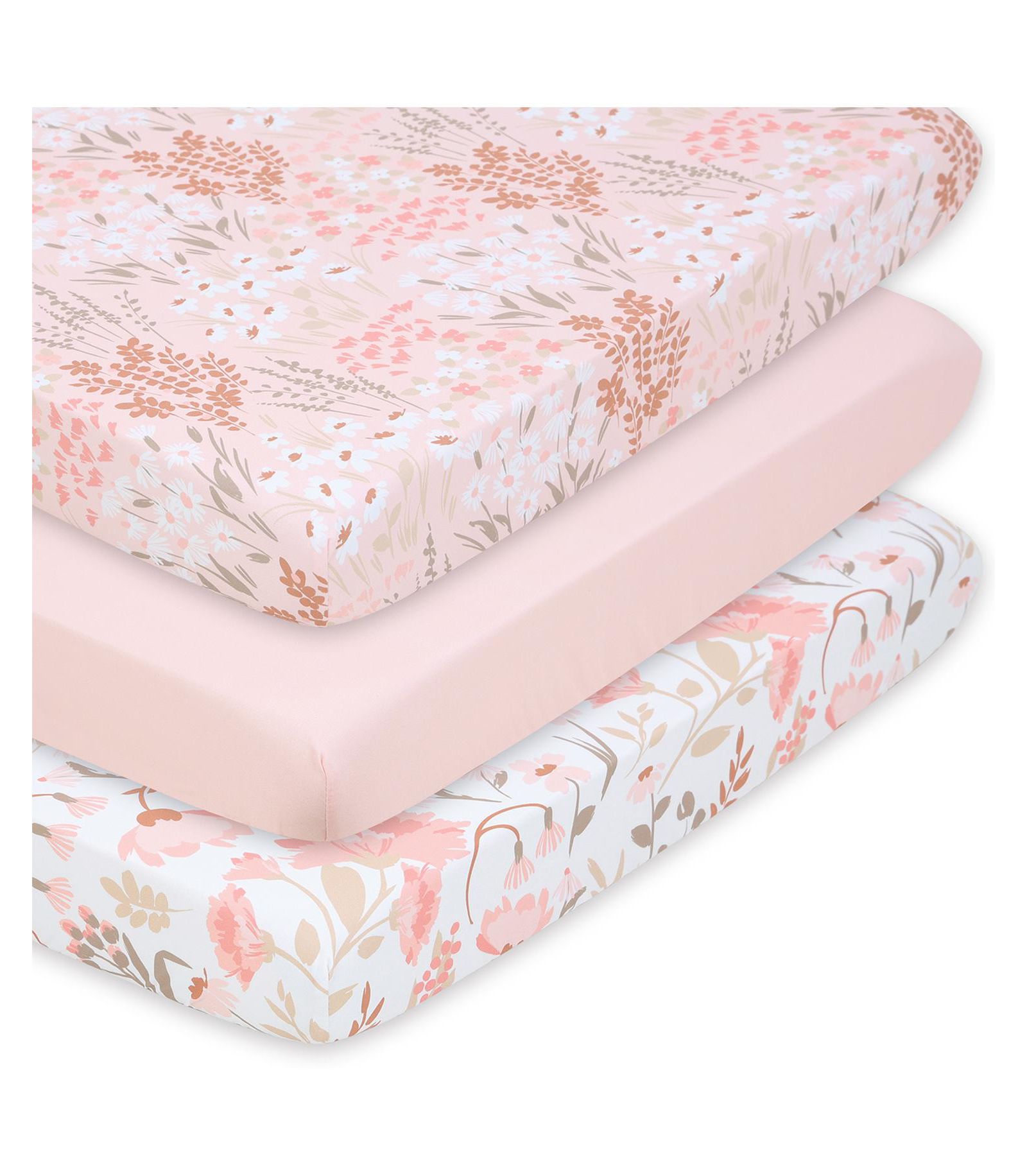 The Peanutshell Whimsical Floral 3-Pack Fitted Playard Sheets