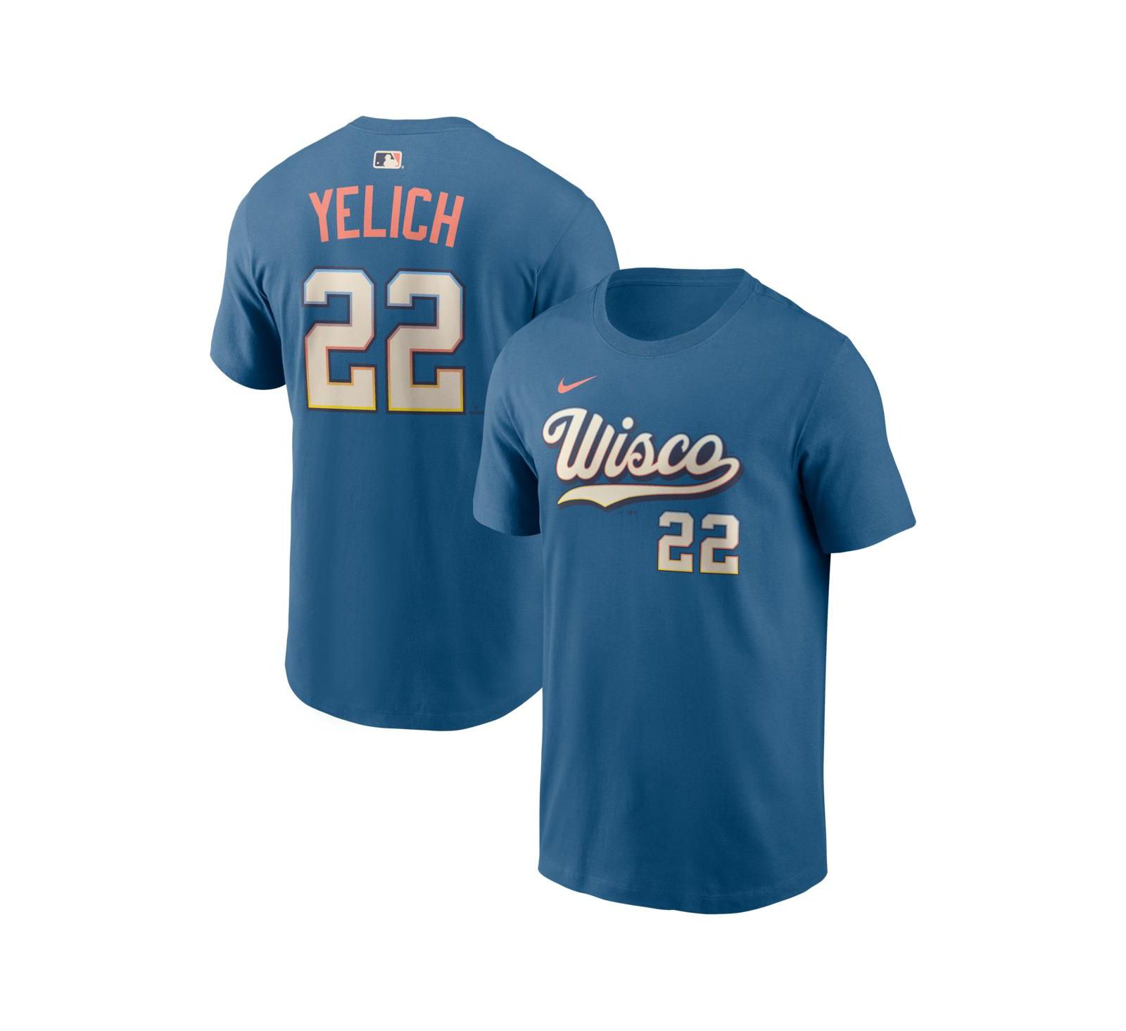 Мужская футболка Nike Christian Yelich Mineral Blue Milwaukee Brewers 2026 City Connect Name & Number