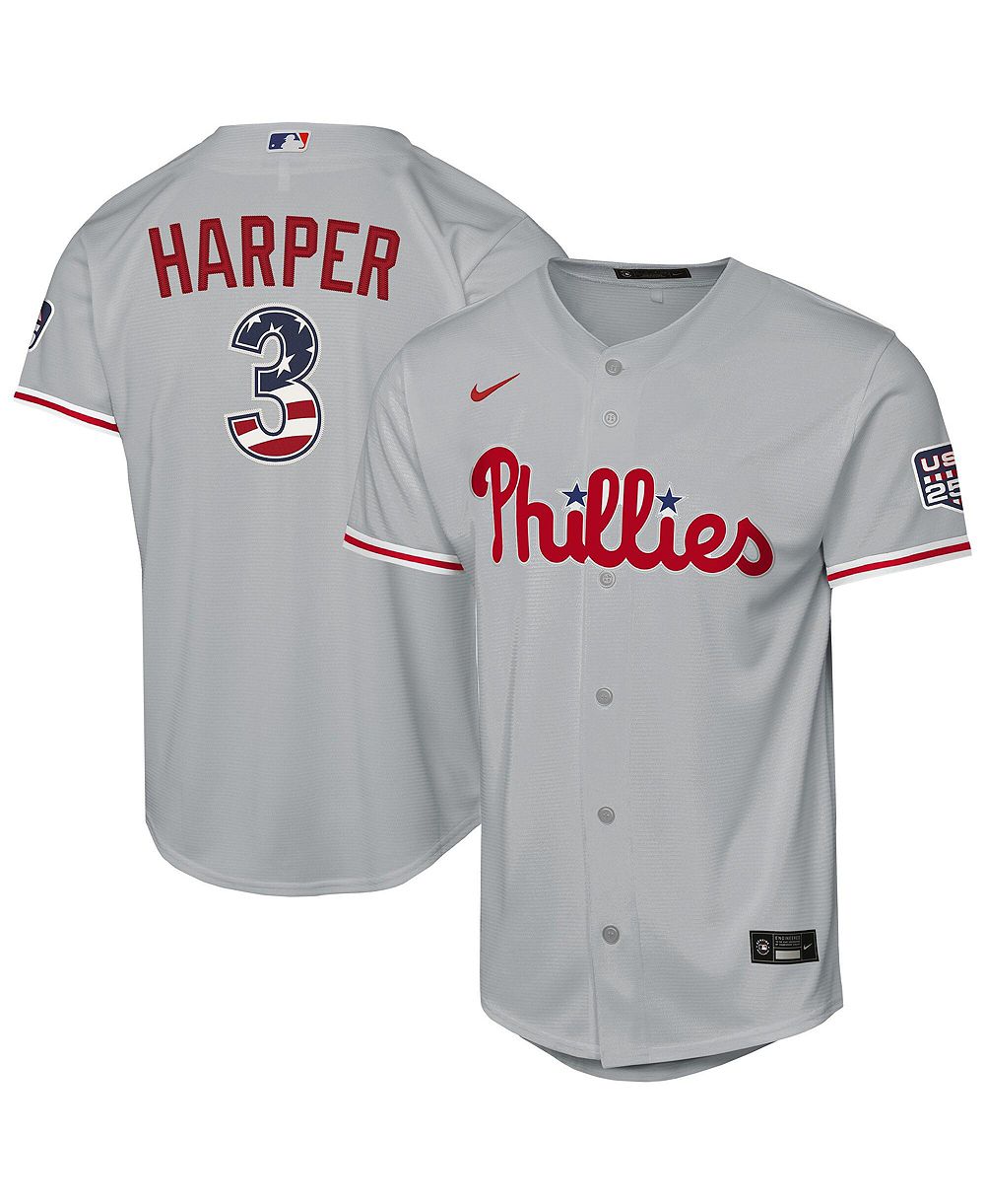 Детская джерси Nike Bryce Harper Gray Philadelphia Phillies USA 250 Fourth of July Road Replica
