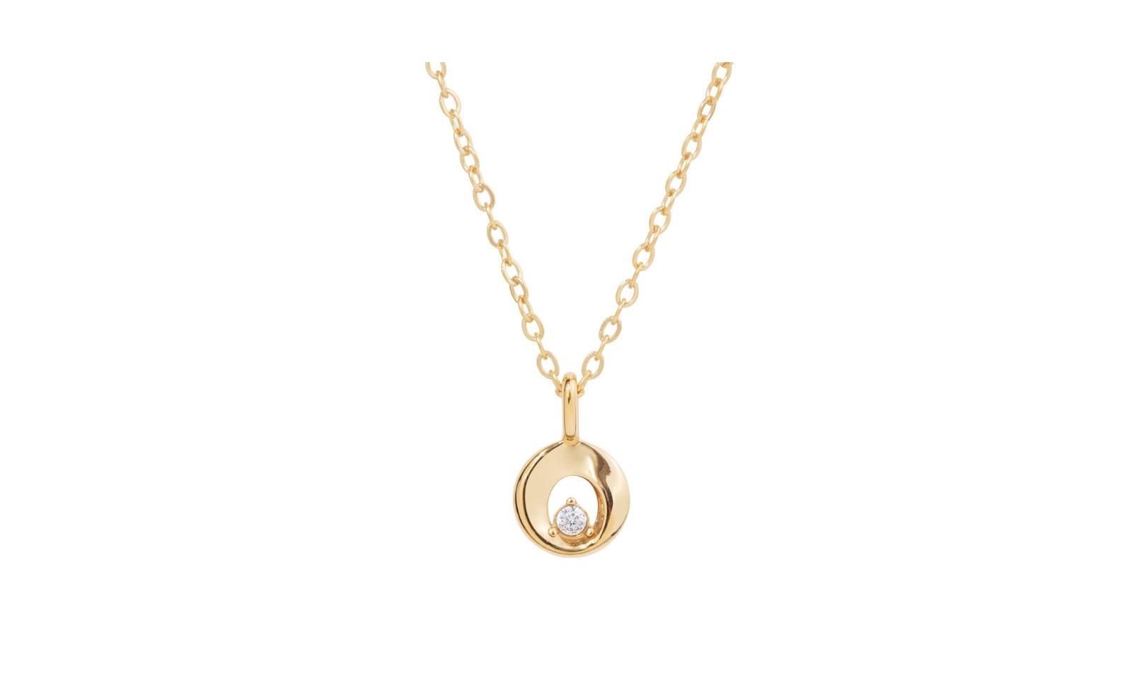 Мини кулон-подвеска Little Sky Stone Mini Halo Round в золотом покрытии 14k